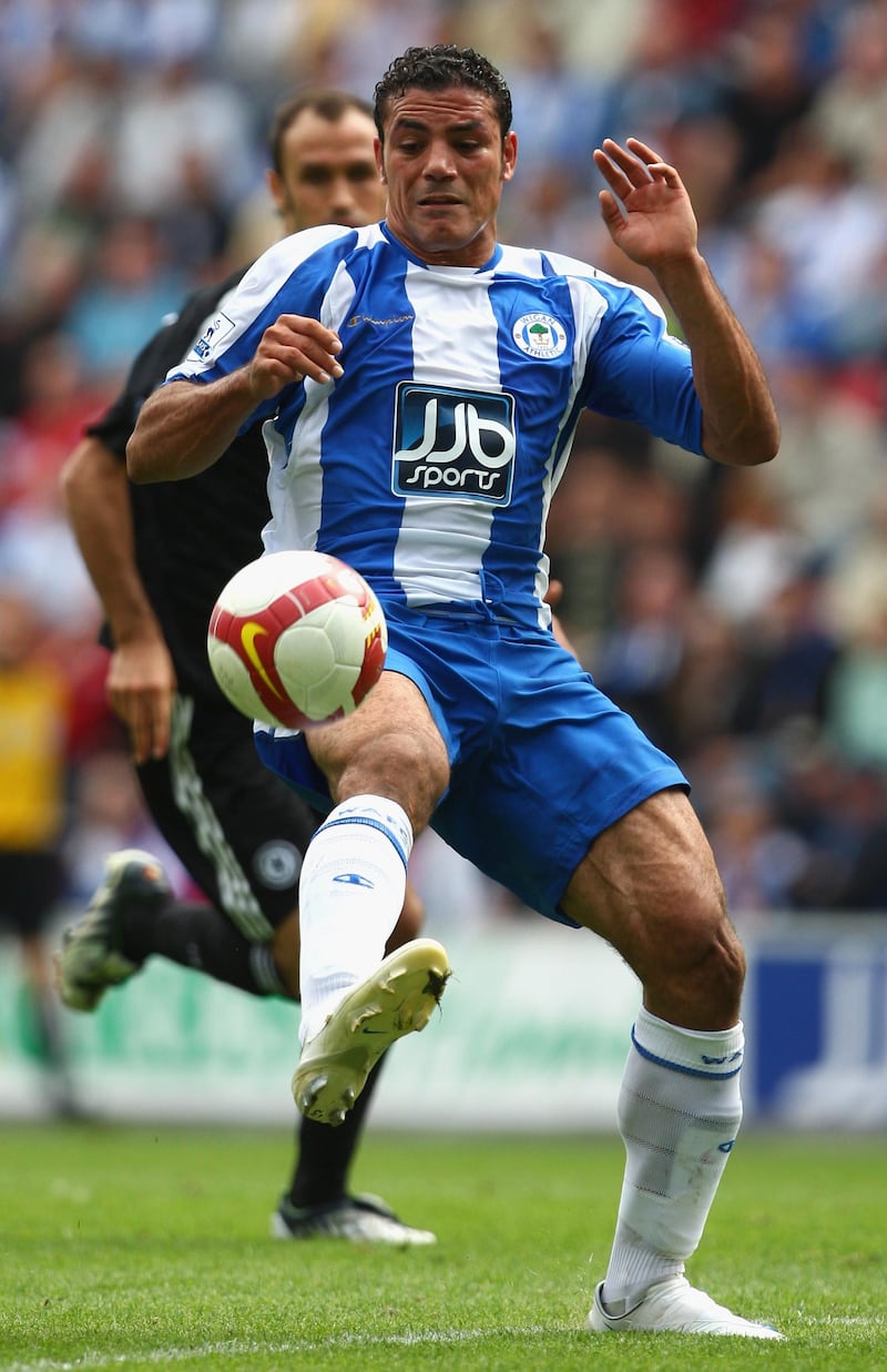 WIGAN, UNITED KINGDOM - AUGUST 24:  Amir Zaki of Wigan Athletic in action during the Barclays Premier League match between Wigan Athletic and Chelsea at The JJB Stadium on August 24, 2008 in Wigan, England.  (Photo by Laurence Griffiths/Getty Images)