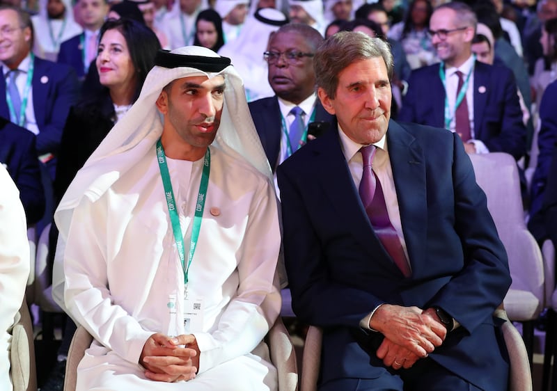 Dr Thani Al Zeyoudi, UAE Minister of State for Foreign Trade, and Mr Kerry attend the opening ceremony 