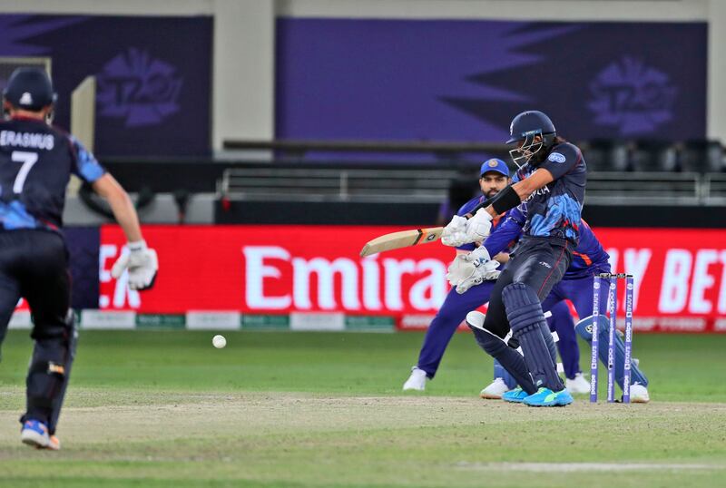 Namibia's David Wiese bats against India. AFP