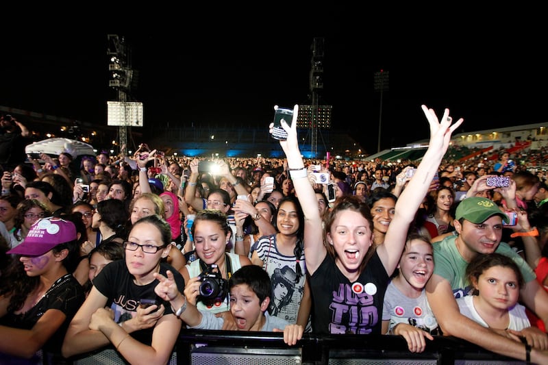 Dubai, May 4, 2013 - Canadian singer Justin Bieber performs for screaming fans at Sevens Stadium in Dubai, May 4, 2013.(Photo by: Sarah Dea/The National)

