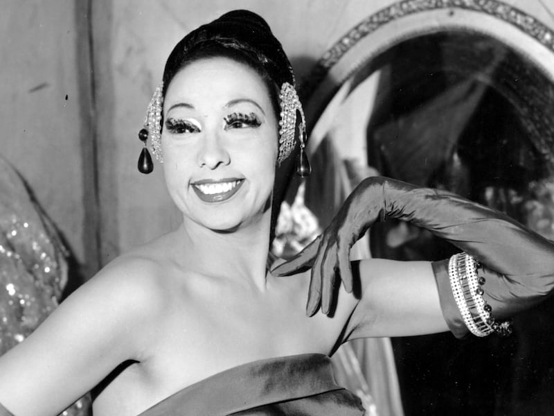 Josephine Baker poses in her dressing room at the Strand Theatre in New York City in 1961. AP