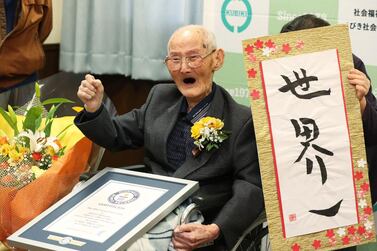Japanese man Chitetsu Watanabe, who at the time of his death in 2020 was the world's oldest living man, at 112 years, 355 days. AFP