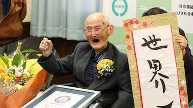 Japanese man Chitetsu Watanabe, who at the time of his death in 2020 was the world's oldest living man, at 112 years, 355 days. AFP
