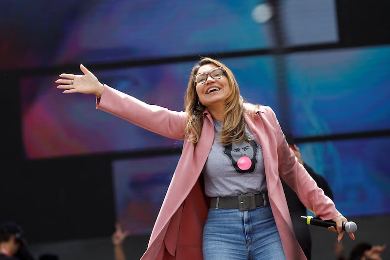 Brazil's first lady Rosangela da Silva at a rally last year. Reuters