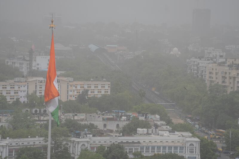 A murky New Delhi enveloped in smog on Tuesday. AP