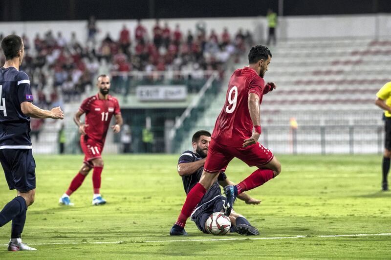 DUBAI, UNITED ARAB EMIRATES. 15 OCTOBER 2019.  STANDALONE. Football, Syria versus Guam at Al Maktoum bin Rashid Stadium. (Photo: Antonie Robertson/The National) Journalist: John McAuley. Section: Sport.
