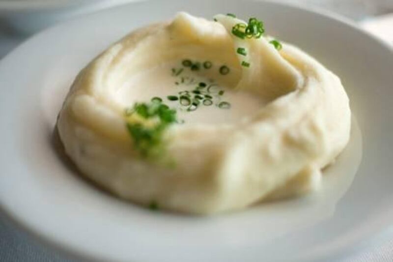 Abu Dhabi,  United Arab Emirates ---  March 8, 2011  ---  Mashed potatoes prepared by chef Trevor at the Fairmont in Abu Dhabi for the Marco Pierre White column in M magazine.   ( DELORES JOHNSON / The National )