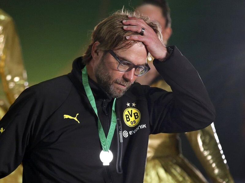 Borussia Dortmund Jurgen Klopp reacts after their DFB-Pokal (German Cup) loss to Bayern Munich on Saturday. Ina Fassbender / Reuters / May 17, 2014