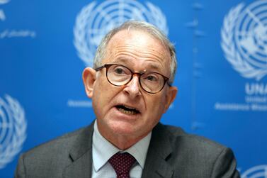 Richard Bennett, United Nations Assistance Mission in Afghanistan (UNAMA) Human Rights Director speaks during a press conference in Kabul, Afghanistan. AP