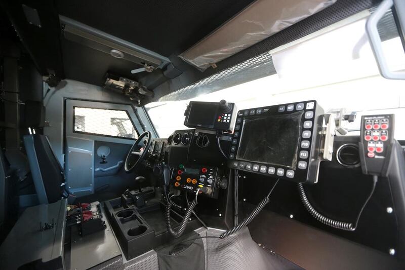 Inside a NIMR military vehicle. Christopher Pike / The National