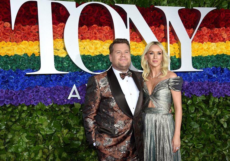 James Corden and Julia Carey arrive at the 73rd annual Tony Awards at Radio City Music Hall on June 9, 2019. AP