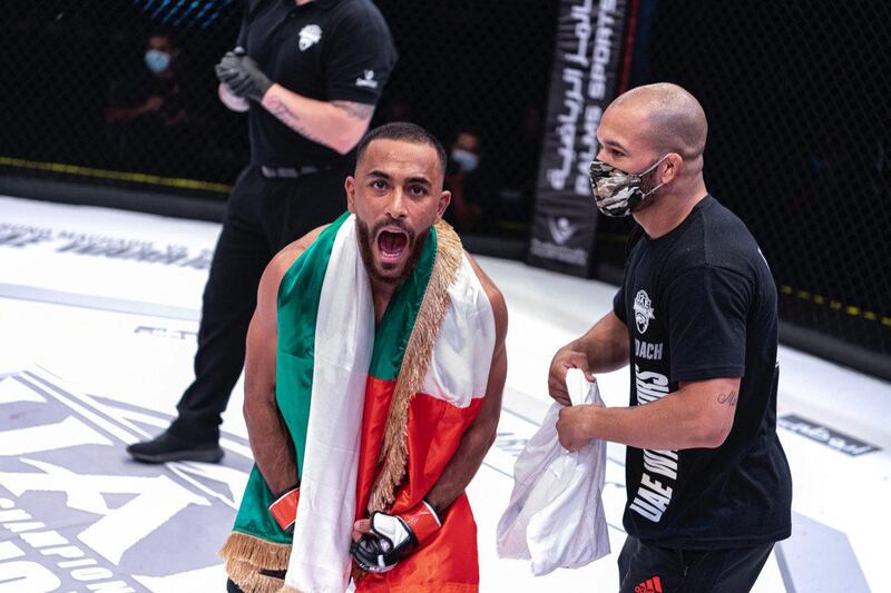 Yousef Al Housani celebrates after his win. credit to UAE Warriors 