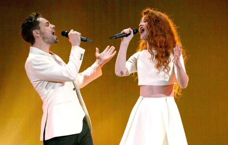 8th place: Singers Morland and Debrah Scarlett, right, representing Norway perform during the second semi-final of the 60th annual Eurovision Song Contest. Julian Stratenschulte / EPA