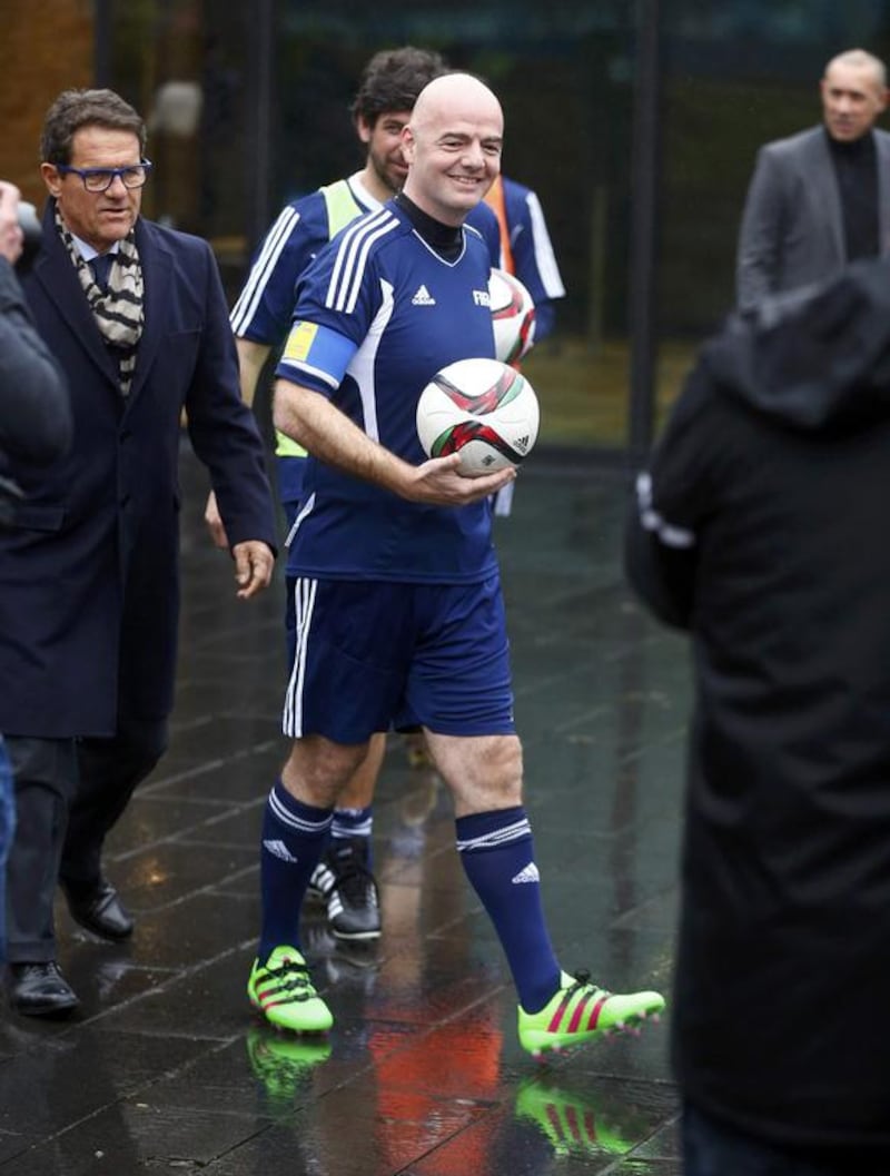 New Fifa president Gianni Infantino arrives for a football match at Fifa headquarters in Zurich, Switzerland February 29, 2016. REUTERS/Arnd Wiegmann