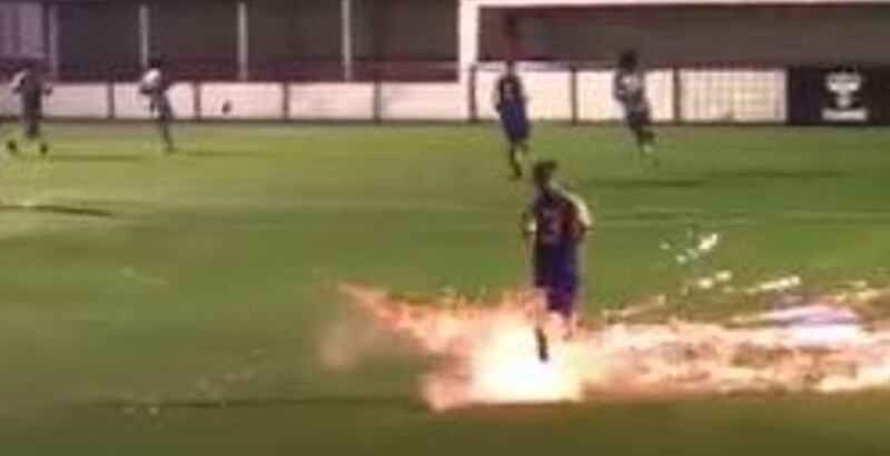 Hashtag United player struck by firework
