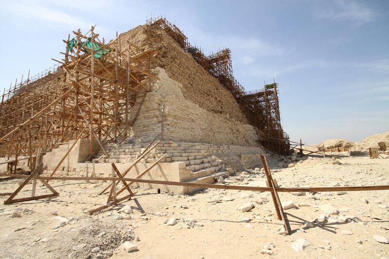 Mr James said he felt that he had “arrived” when he embarked on his first pyramid, Egypt’s oldest, the Step Pyramid at Saqqara. Courtesy Peter James
