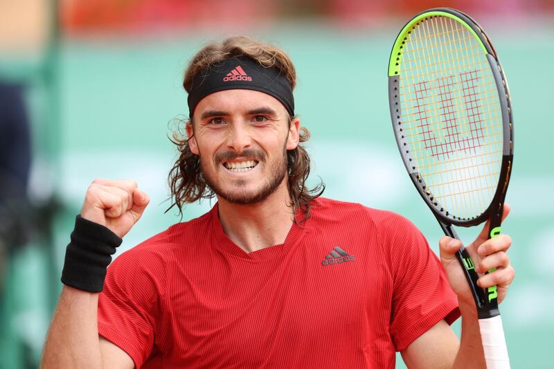 Stefanos Tsitsipas celebrates after his 6-3, 6-4 win over Cristian Garin. Getty