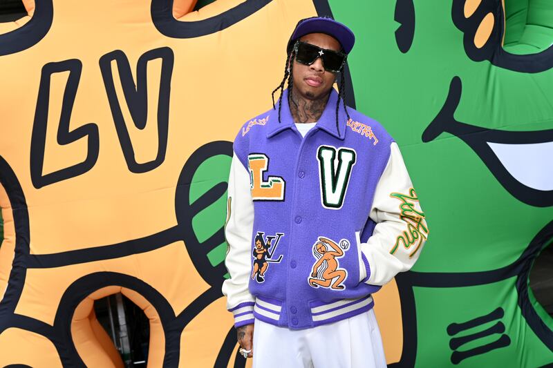 Us rapper Tyga attends the Louis Vuitton show. Getty Images For Louis Vuitton