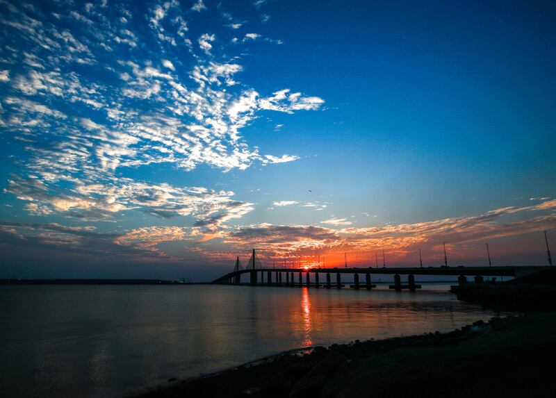 A spectacular sunset at Al Hudayriat Island, Abu Dhabi. Victor Besa / The National