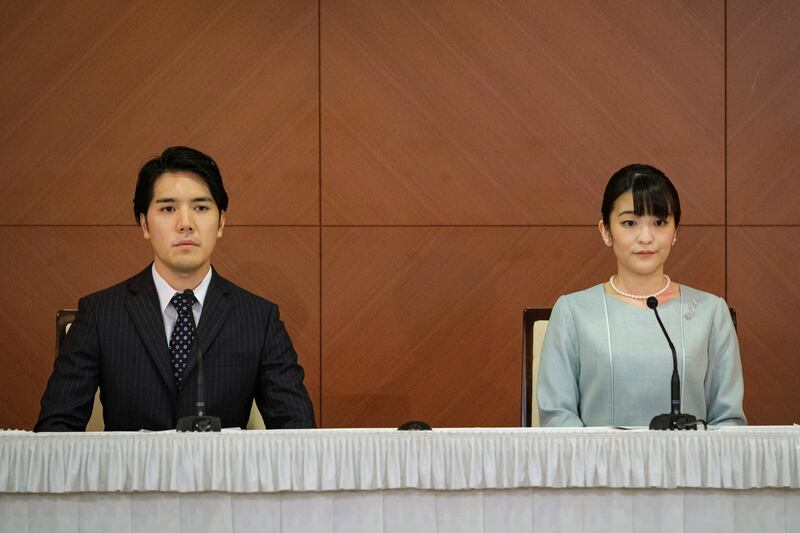 Japan's former Princess Mako announced her marriage to commoner Kei Komuro at a hotel in Tokyo on October 26. AP Photo