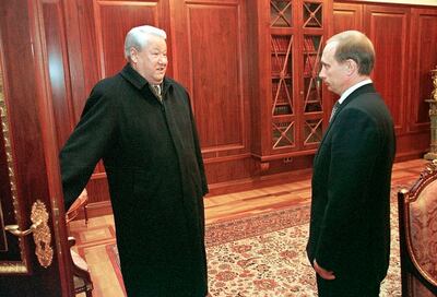 Mr Putin succeeded Russia's former president Boris Yeltsin on the last day of 1999. AP 