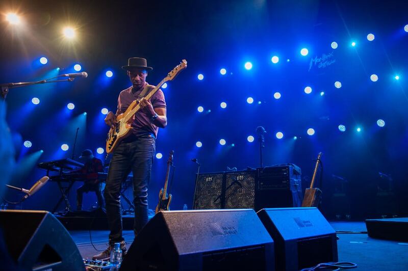 American jazz musician and bassist Marcus Miller. Edu Hawkins / Redferns / Getty Images 