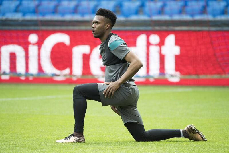 Liverpool’s Daniel Sturridge during a training session at St Jakob Park in Basel, Switzerland, 17 May 2016. Georgios Kefalas / EPA