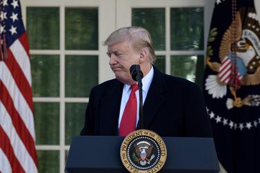 Donald Trump leaves the podium after announcing a deal to reopen the government. EPA