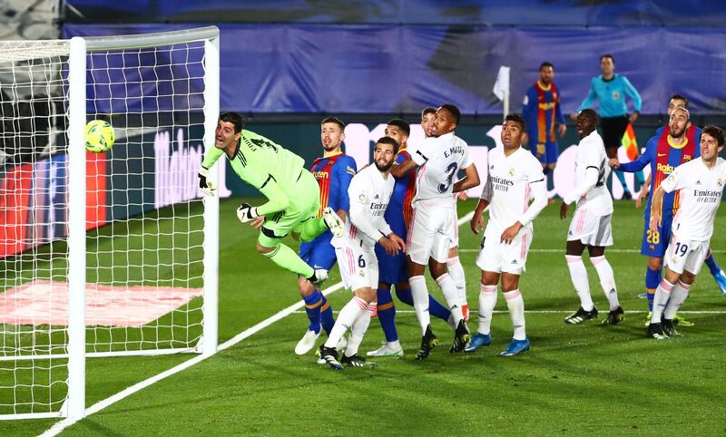 Barcelona's Lionel Messi (not pictured) shoots at goal from a corner kick. Reuters