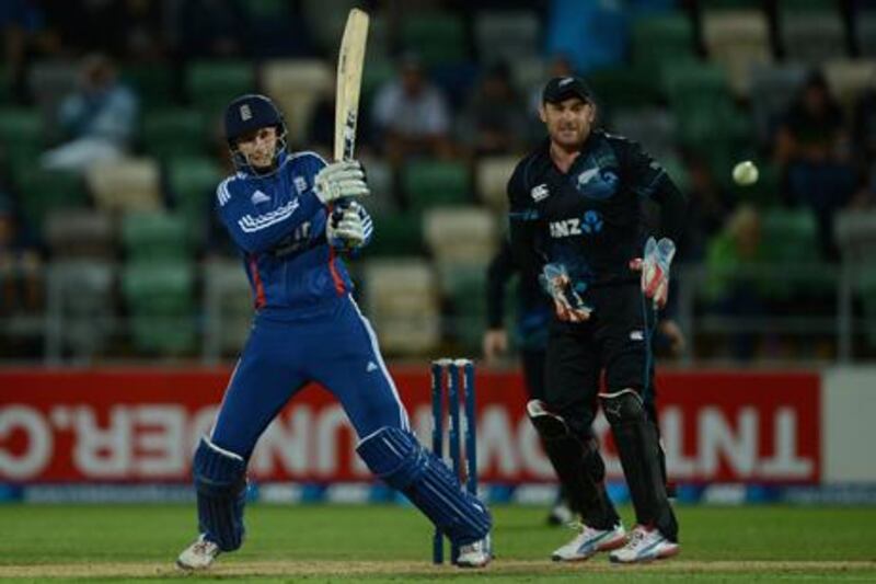 England's Joe Root plays a shot against New Zealand in the second one day international.