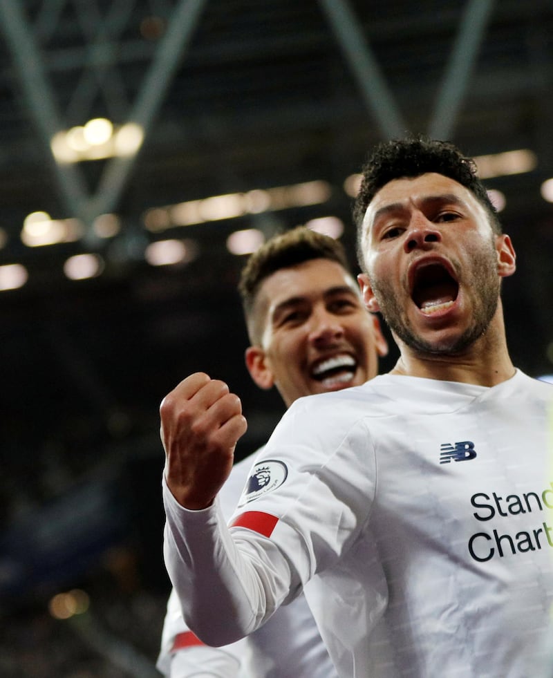 January 29, 2020, West Ham 0 Liverpool 2:  Alex Oxlade-Chamberlain is delighted after netting the second goal. Reuters