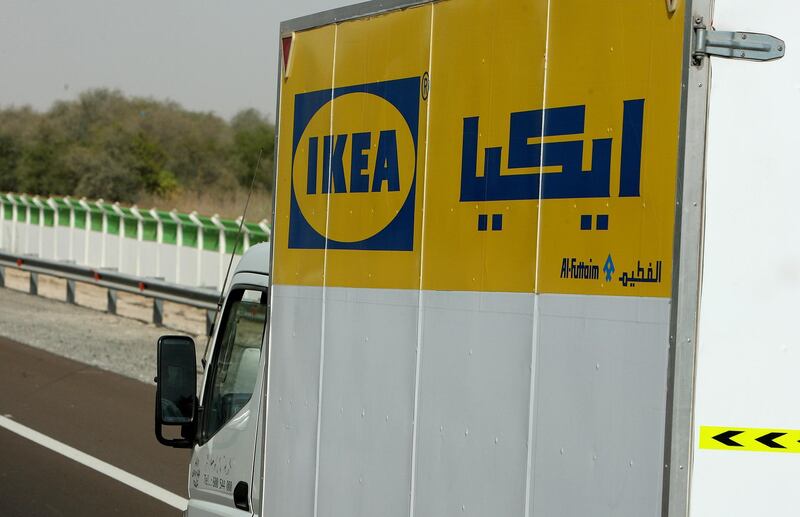 DUBAI, UNITED ARAB EMIRATES – Feb 18: IKEA delivery van on Sheikh Zayed Road in Dubai. (Pawan Singh / The National) *** Local Caption ***  PS03- IKEA.jpgPS03- IKEA.jpg