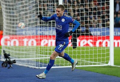 Soccer Football - FA Cup Fifth Round - Leicester City vs Sheffield United - King Power Stadium, Leicester, Britain - February 16, 2018   Leicester City's Jamie Vardy celebrates scoring their first goal    Action Images via Reuters/Carl Recine