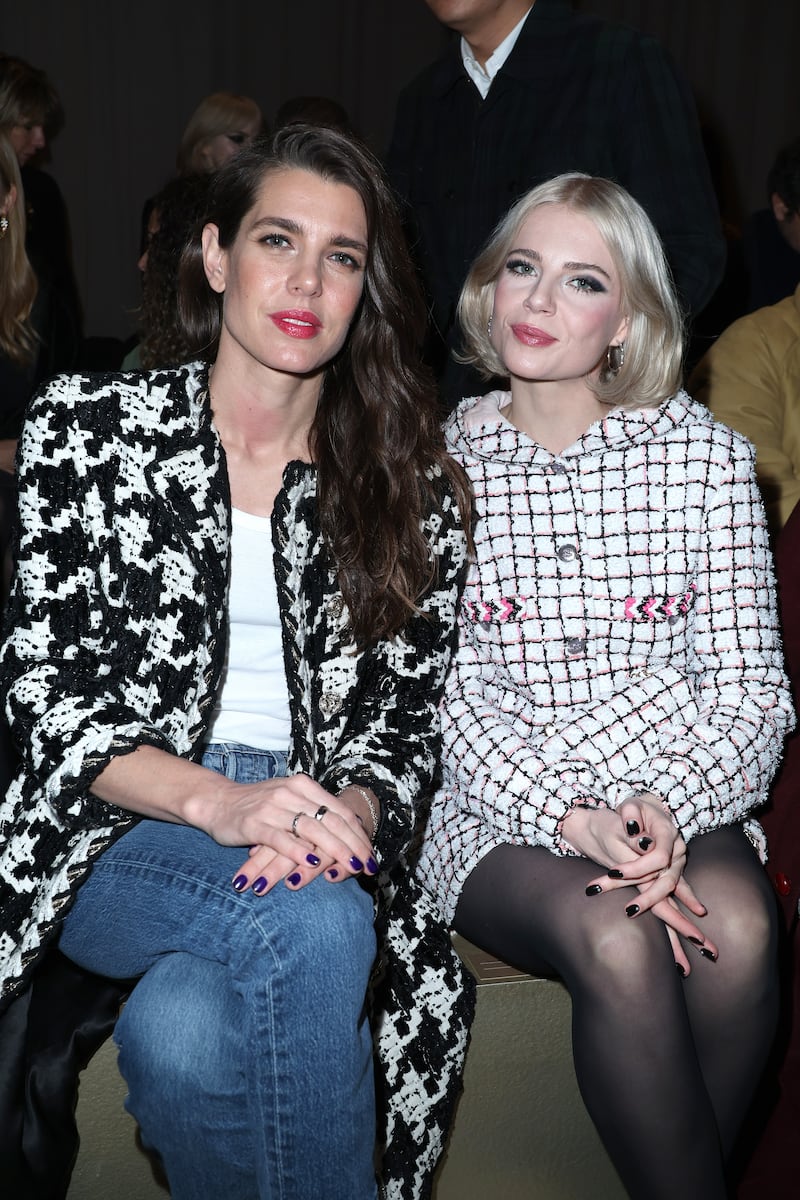 Charlotte Casiraghi of Monaco and Lucy Boynton at the Chanel show
