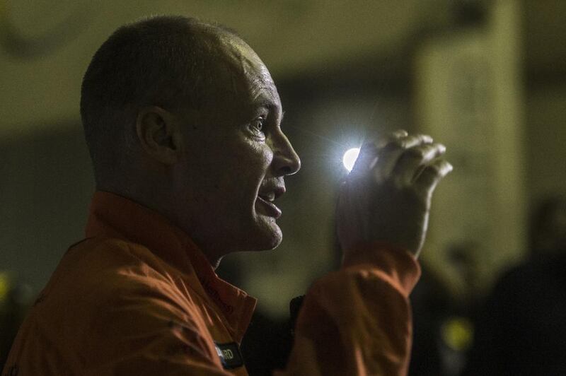 Pilot Bertrand Piccard talks to media before his take-off in the Solar-powered Solar Impulse 2 aircraft from the Cairo International Airport. Khaled Desouki / AFP