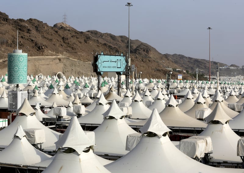 A camp for pilgrims is set up in Mina, near Mecca. The Hajj pilgrimage is required of every Muslim who can afford it and is physically able to make it, at least once in a lifetime.