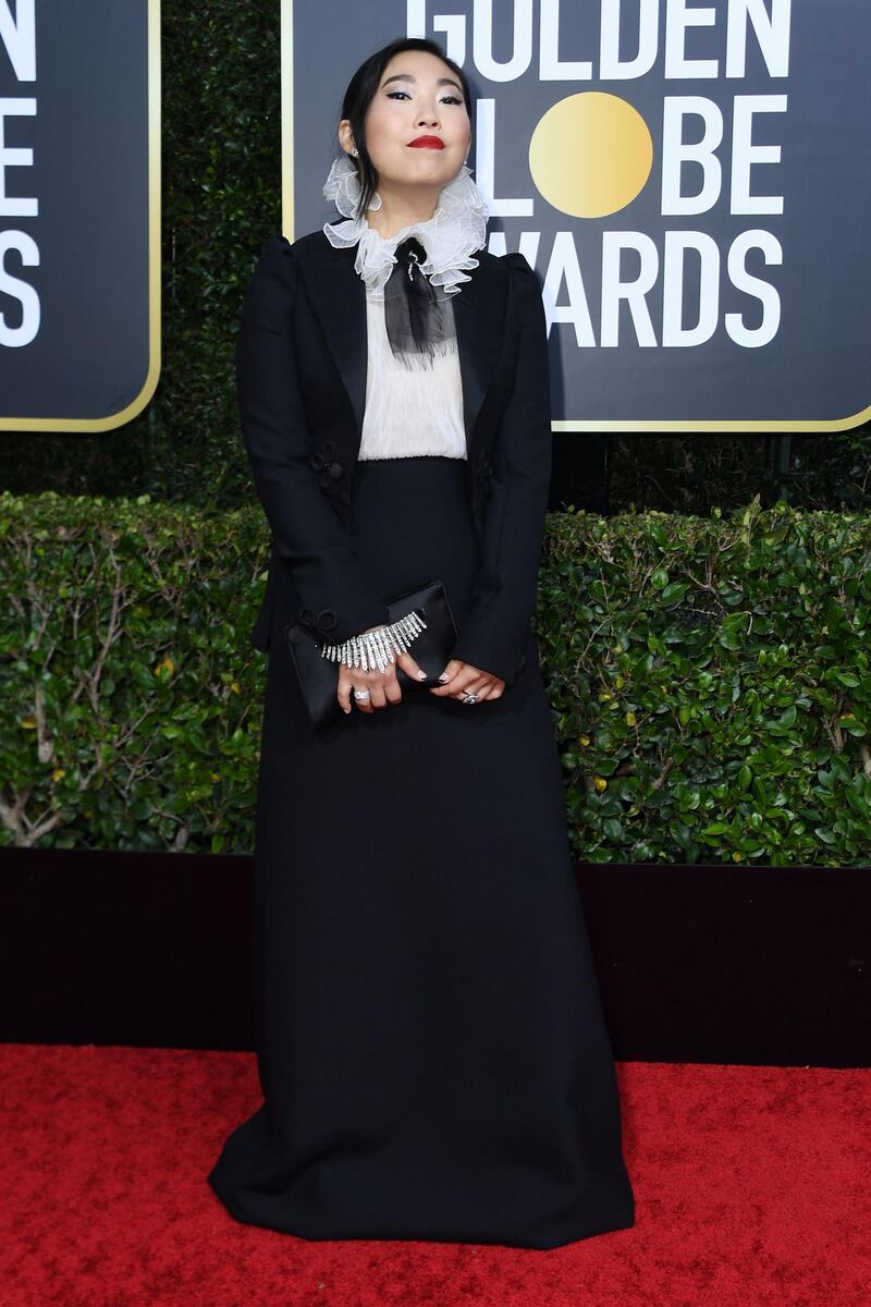 Actress Awkwafina arrives for the 77th annual Golden Globe Awards. AFP