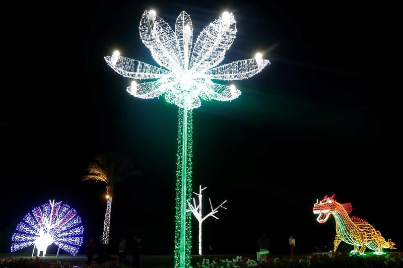 Egyptians and tourists walk around illuminations in various shapes ahead of New Year celebrations, at the pedestrian area of Soho Square in the Red Sea resort of Sharm el-Sheikh, south of Cairo, Egypt. Reuters