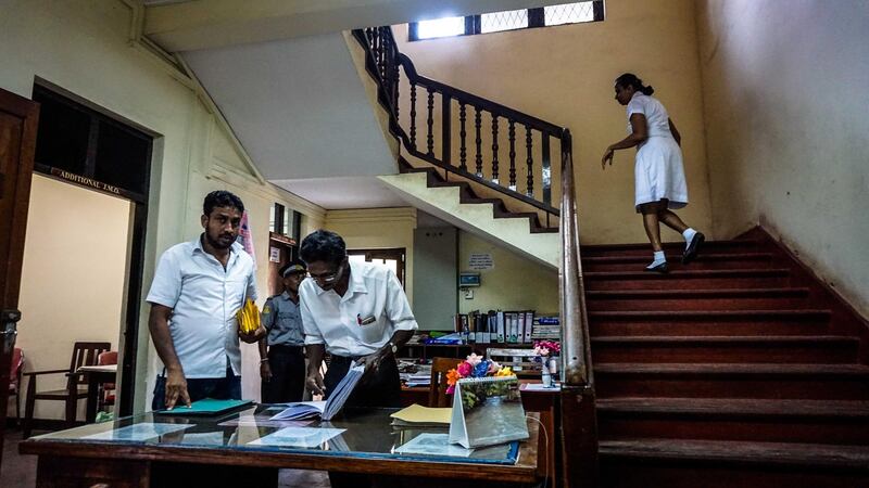 Morgue staffers work at the main mortuary in Colombo, Sri Lanka, April 24, 2019. Jack Moore / The National