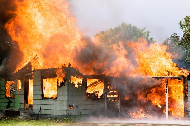 House on fire. Getty Images