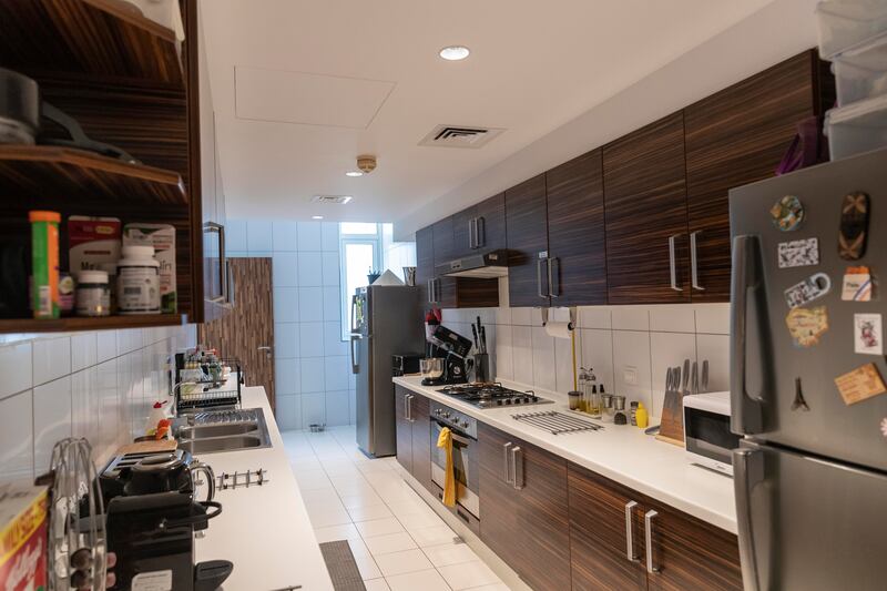 The kitchen area in the apartment in Al Barsha.
Antonie Robertson/The National