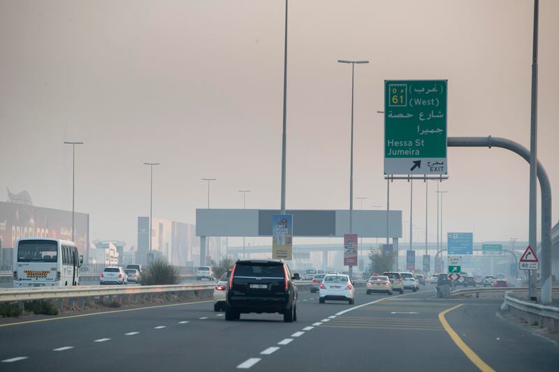 Motorists cautiously begin their commute. Antonie Robertson / The National