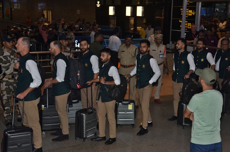 The Pakistan cricket team arrive at Rajiv Gandhi International Airport. Reuters