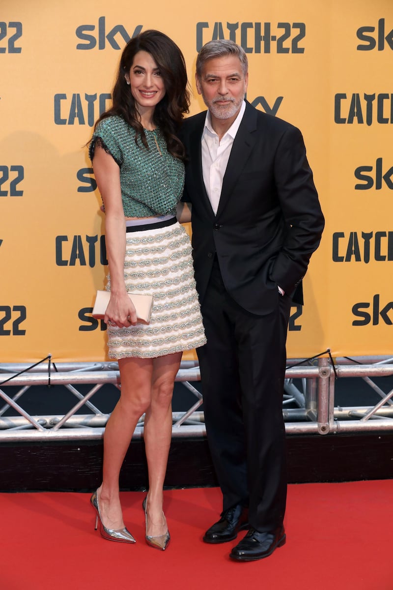 ROME, ITALY - MAY 13: Amal Alamuddin and George Clooney attend 'Catch-22' Photocall, a Sky production, at The Space Moderno Cinema on May 13, 2019 in Rome, Italy. (Photo by Elisabetta Villa/Getty Images)