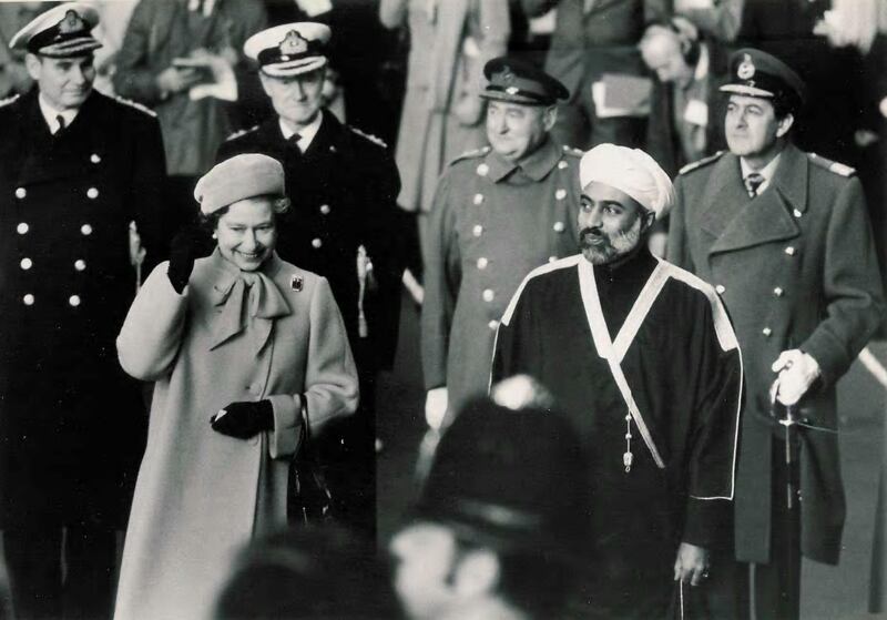 Queen Elizabeth with HM Sultan Qaboos, accompanied by the Chiefs of Staff in 1982. Anglo-Omani Society