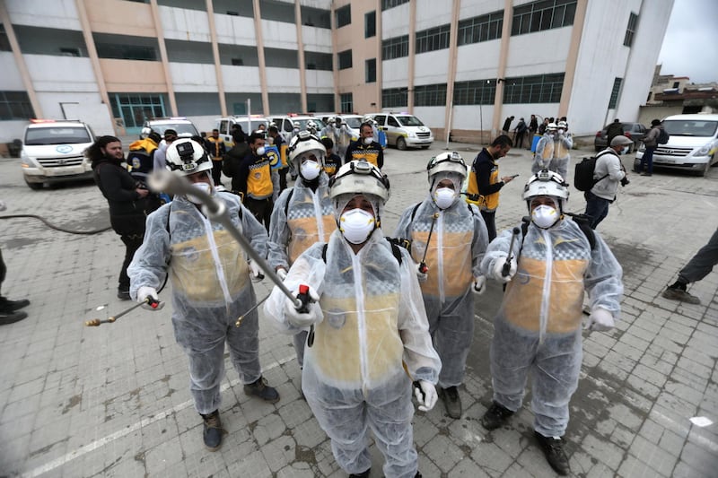 Syrian volunteer group The White Helmets have been disinfecting schools in the Aleppo countryside as part of efforts to contain coronavirus. Courtesy: The White Helmets.