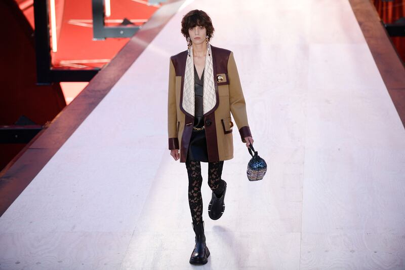 A play on men's suiting at Louis Vuitton. AFP