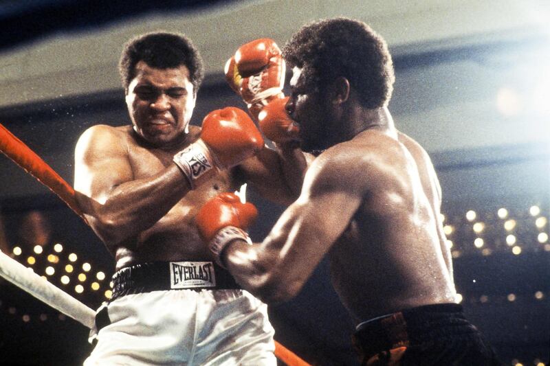 World heavyweight champion Muhammad Ali and Leon Spinks fight in Las Vegas during their world heavyweight championship match on February 15, 1978. AFP