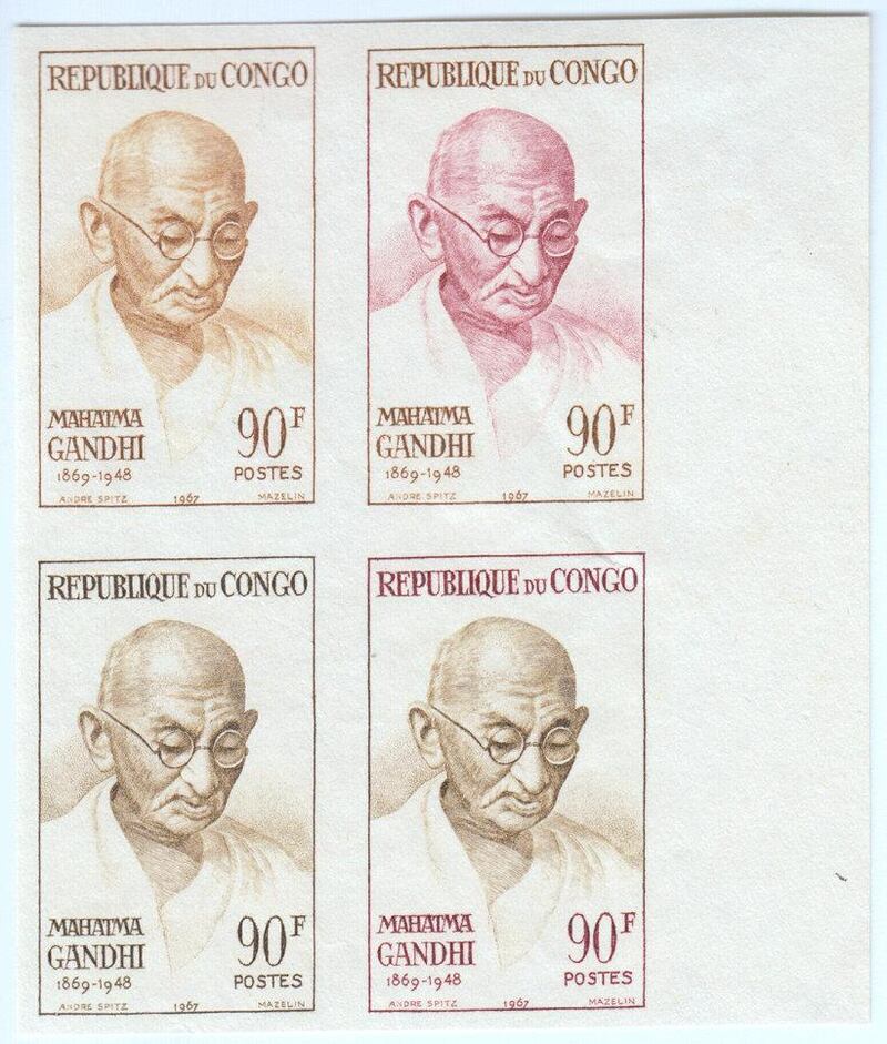 DUBAI, UNITED ARAB EMIRATES - JULY 25 2019. Congo Ghandi stamp collection of Ummer Farook.

Ummer Farook won a silver award for his collection on Gandhi at a recent international exhibition in China. His award winning collection on Gandhi shows stamps issued by more than 100 countries with images of the non-violence leader as a young law student and leading India’s independence struggle against British colonial rule. More than 20 countries have issued stamps over the past year to commemorate the 150th birth anniversary celebrations that began in October last year.

(Photo by Reem Mohammed/The National)
 
Reporter: RAMOLA TALWAR
Section: NA