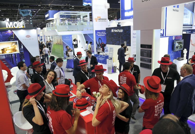 Dubai, 08, Oct, 2017 : Visitors at the Redhat stand during the  37th Gitex Technology Week at the World Trade Centre in Dubai. Satish Kumar / For the National
